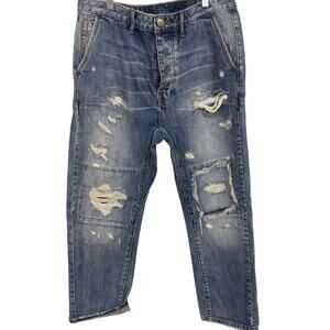 New NWT mens One teaspoon Sz 32 waist old blue MR browns distressed jeans